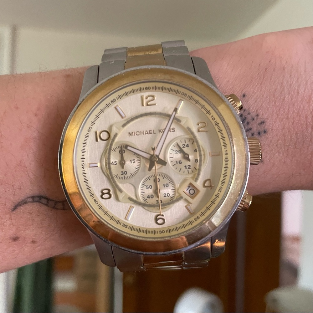 Michael Kors oversized gold and silver mixed metals watch